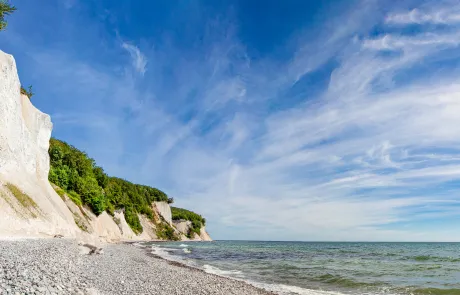 Famous Jasmund peninsula with chalk cliffs (Ruegen, Sassnitz, Mecklenburg-West Pomerania, Germany)